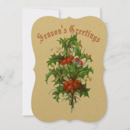 Vintage Victorian Era Holly-Helgdag Card Julkort