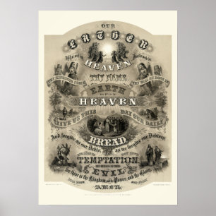 Vintage Victorian Era Lord's Prayer Poster