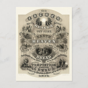 Vintage Victorian Era Lord's Prayer Vykort