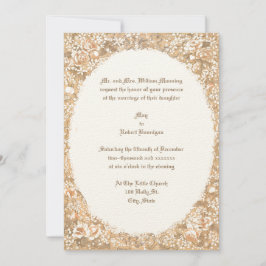 Vintage Victorian Era Ribbon & Flowers Oval Ram Inbjudningar