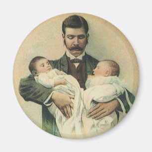 Vintage Victorian fars dag, det är trillingar! Magnet