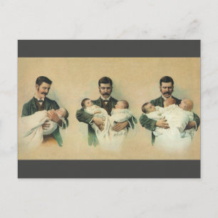 Vintage Victorian Fars dag, det är Triplets! Vykort