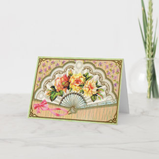 Vintage Victorian Fläkt Tillfällen Card Helgkort