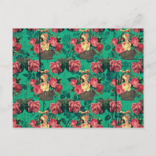 Vintage Victorian Flowers Vykort