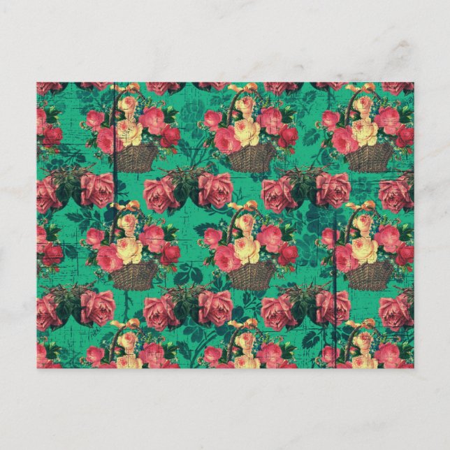 Vintage Victorian Flowers Vykort (Framsida)