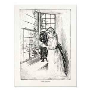 Vintage Victorian Girl Pudel - mall tom Fototryck