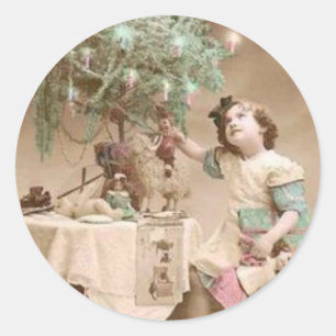 Vintage Victorian Girl Runt Klistermärke