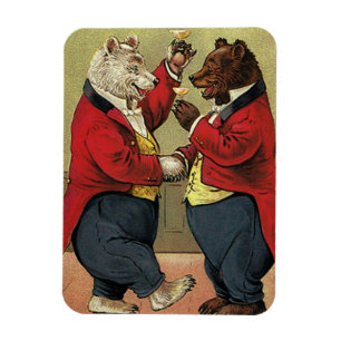 Vintage Victorian Glada, Muntera, Dansande Björnar Magnet