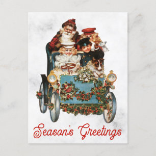 Vintage Victorian God jul Santa Vykort