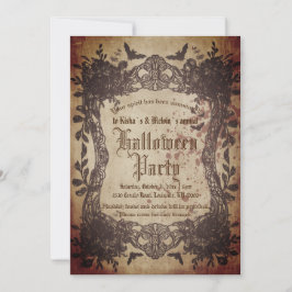 Vintage Victorian Gothic Creepy Halloween fest Inbjudningar