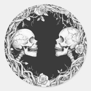 Vintage Victorian Gothic Halloween Döskallar Ro Runt Klistermärke