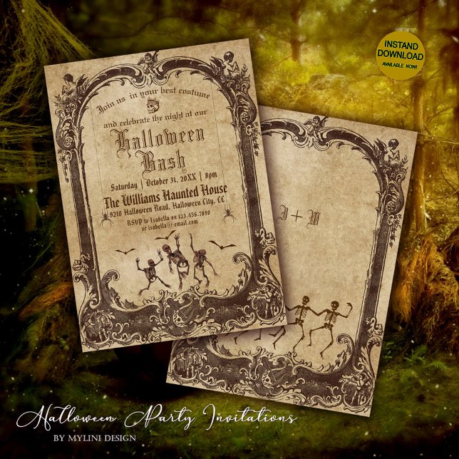 Vintage Victorian Gothic Halloween fest Inbjudningar (Skapare uppladdad)