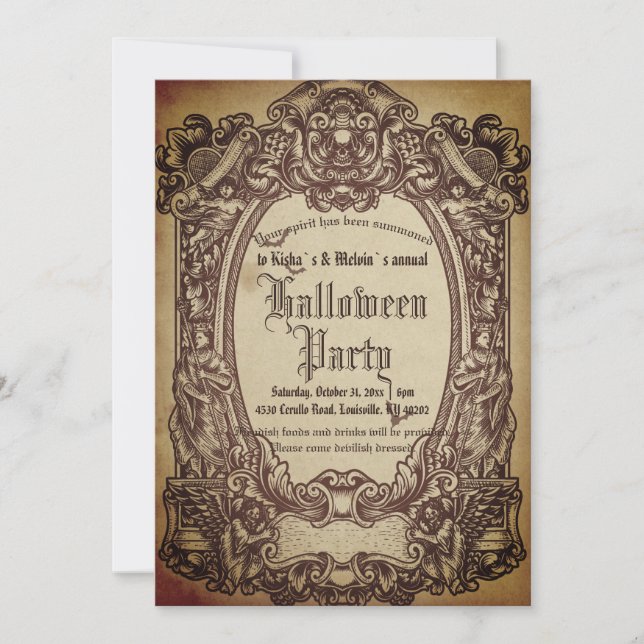 Vintage Victorian Gothic Wicked Halloween fest Inbjudningar (Framsida)