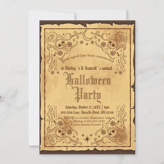 Vintage Victorian Gothic Witch Halloween fest Inbjudningar (Framsida)