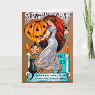 Vintage Victorian Halloween-kort Helgkort