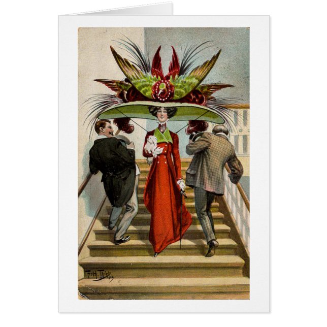 Vintage Victorian Hat Dam Hälsningskort (Framsidan)