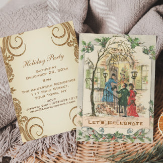 Vintage Victorian Helgdag jul Party Inbjudningar