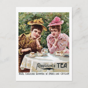 Vintage Victorian India och Ceylon tea ad Vykort