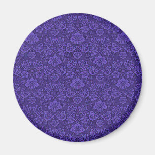 Vintage Victorian Indigo Damask Paisley Blommigt Magnet