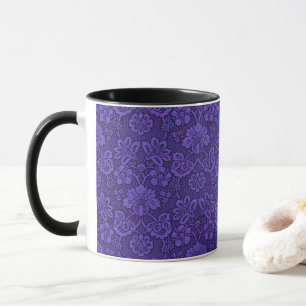 Vintage Victorian Indigo Damask Paisley Blommigt Mugg