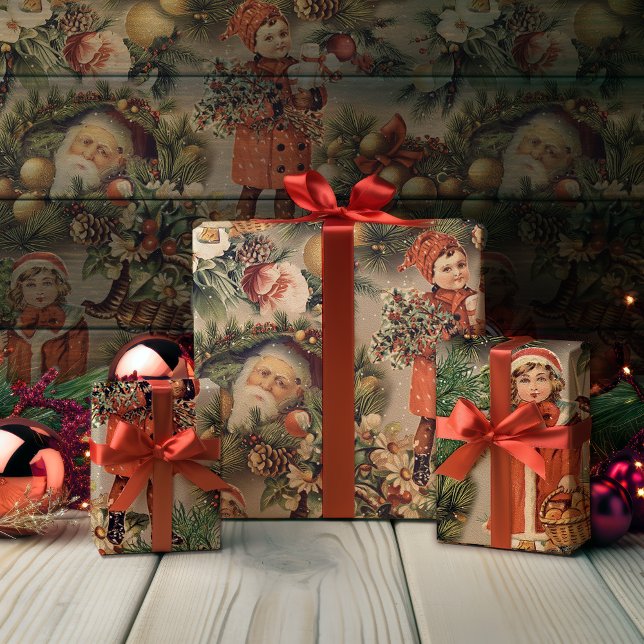 Vintage Victorian Jul Baubles Presentpapper (Skapare uppladdad)