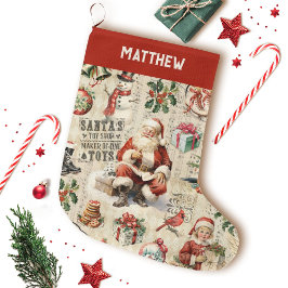 Vintage Victorian jul Jultomten Stor Julstrumpa