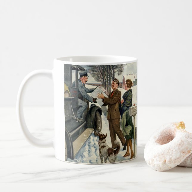 Vintage Victorian jul postiljon leverans Kaffemugg (Med munk)