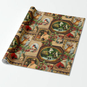 Vintage Victorian jul Ram Collage Presentpapper