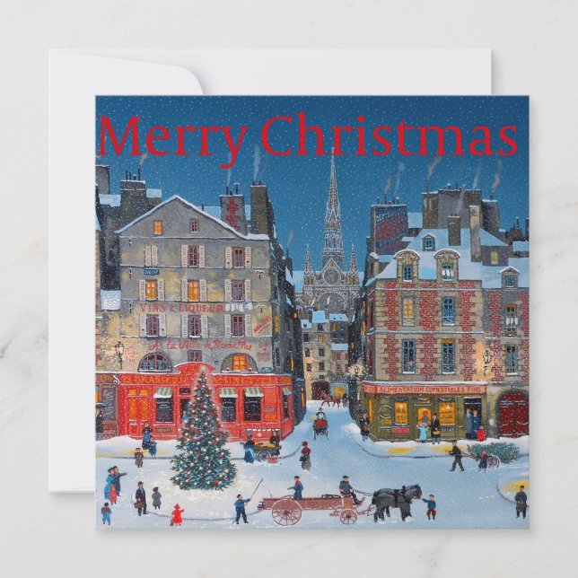 Vintage Victorian Julbyn Kort (Framsida)