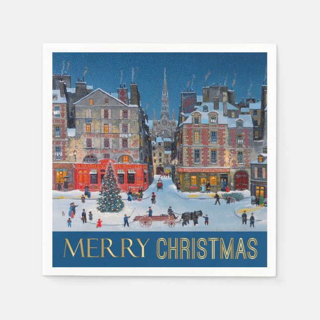 Vintage Victorian Julbyn Pappersservett (Framsidan)