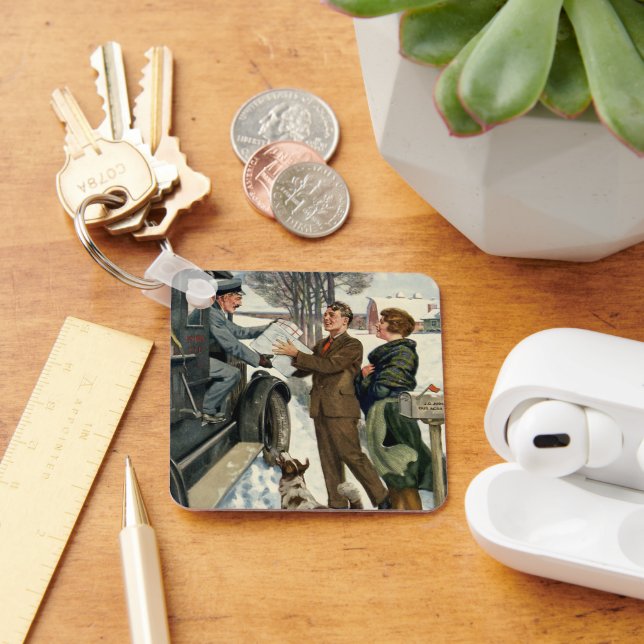 Vintage Victorian Julgaffelmansleverans Nyckelring (Skrivbord)