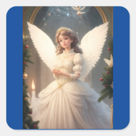 Vintage Victorian Julgel Fyrkantigt Klistermärke