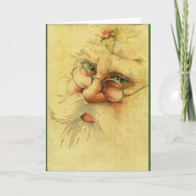 Vintage Victorian Jultomten Helgkort (Framsida)