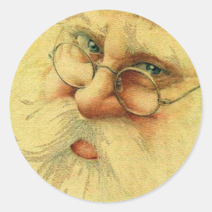 Vintage Victorian Jultomten Runt Klistermärke
