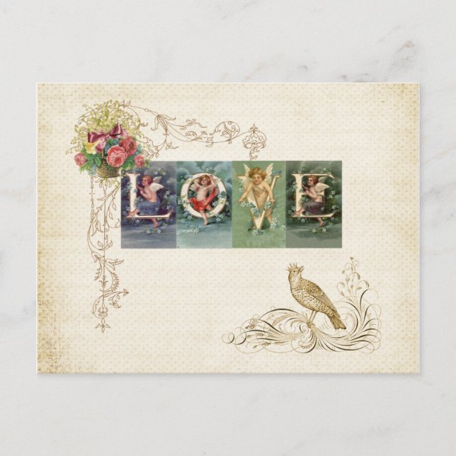 Vintage Victorian Kärlek Vykort (Framsida)