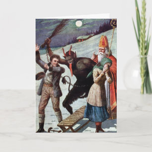 Vintage Victorian Krampus-julkort Helgkort