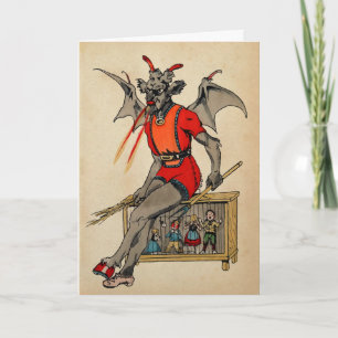 Vintage Victorian Krampus-julkort Helgkort