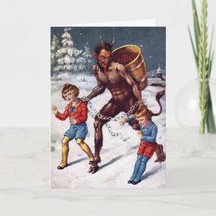 Vintage Victorian Krampus-julkort Helgkort