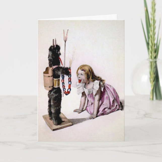 Vintage Victorian Krampus-julkort Helgkort (Framsida)