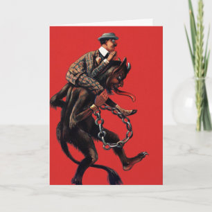 Vintage Victorian Krampus-julkort Helgkort