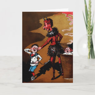Vintage Victorian Krampus-julkort Helgkort