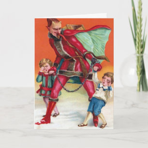 Vintage Victorian Krampus-julkort Helgkort