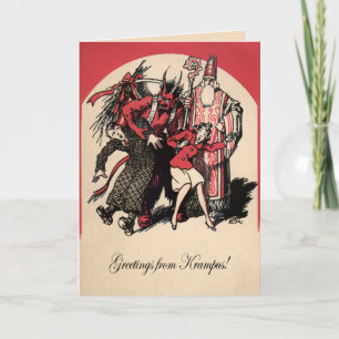 Vintage Victorian Krampus-julkort Helgkort