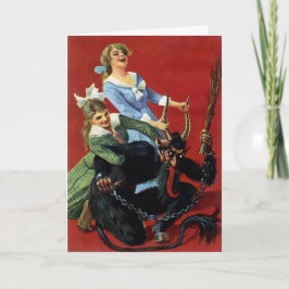 Vintage Victorian Krampus-julkort Helgkort