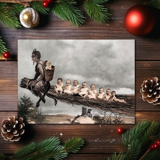 Vintage Victorian Krampus-julkort Helgkort