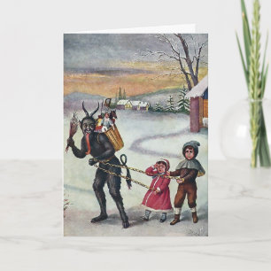 Vintage Victorian Krampus-julkort Helgkort