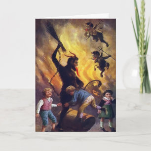 Vintage Victorian Krampus-julkort Helgkort