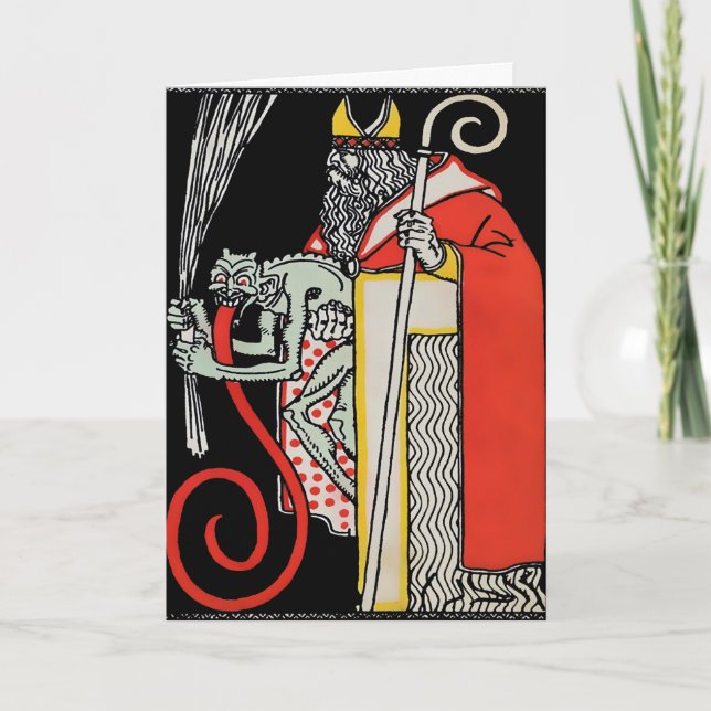 Vintage Victorian Krampus-julkort Helgkort (Framsida)