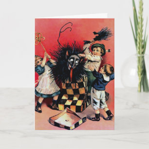 Vintage Victorian Krampus-julkort Helgkort