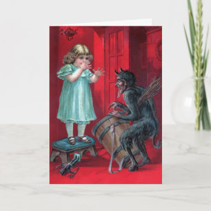 Vintage Victorian Krampus-julkort Helgkort